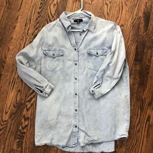 Denim button down mini dress oversized fit size 10